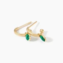 Créoles Kakalina Or Jaune Malachite