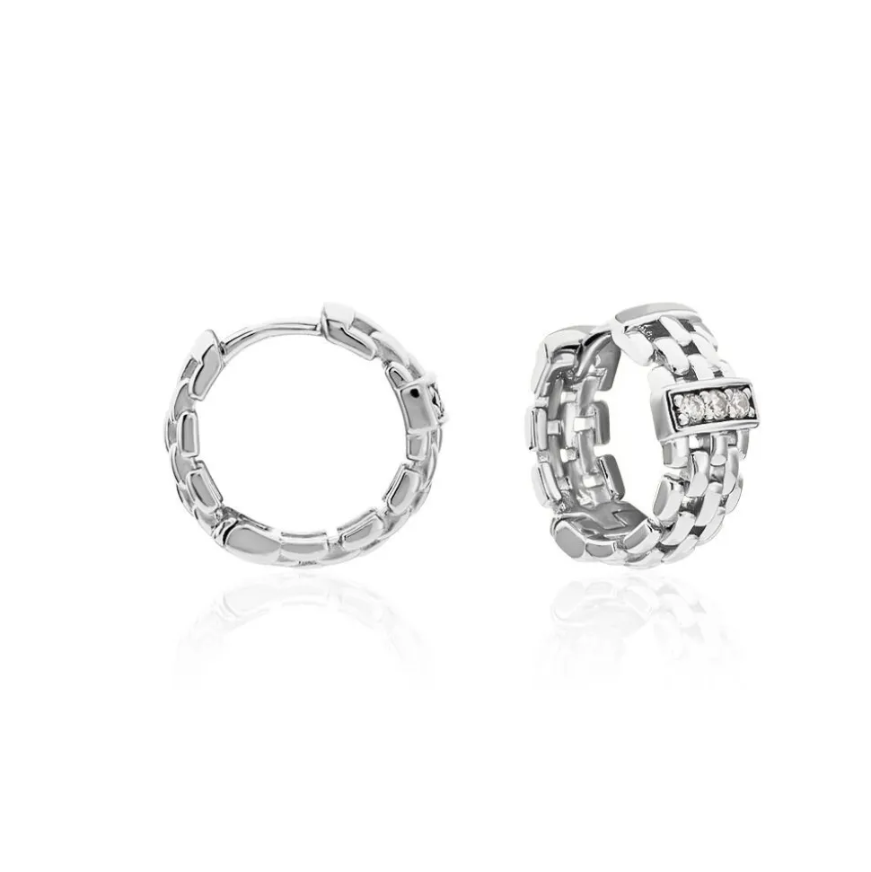 Créoles Lilibeth Argent Blanc Oxyde De Zirconium