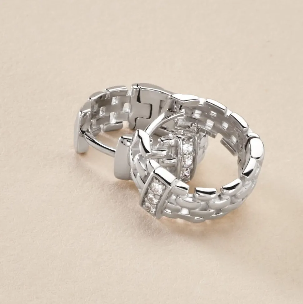 Créoles Lilibeth Argent Blanc Oxyde De Zirconium