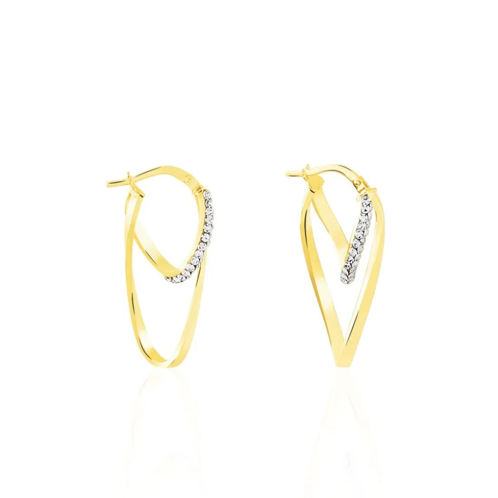 Créoles Luna Or Jaune Strass