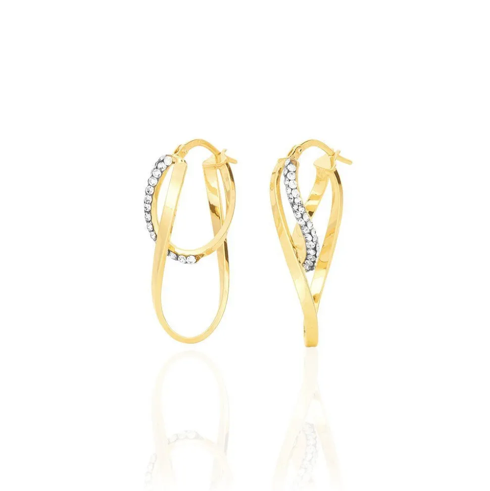 Créoles Luna Or Jaune Strass
