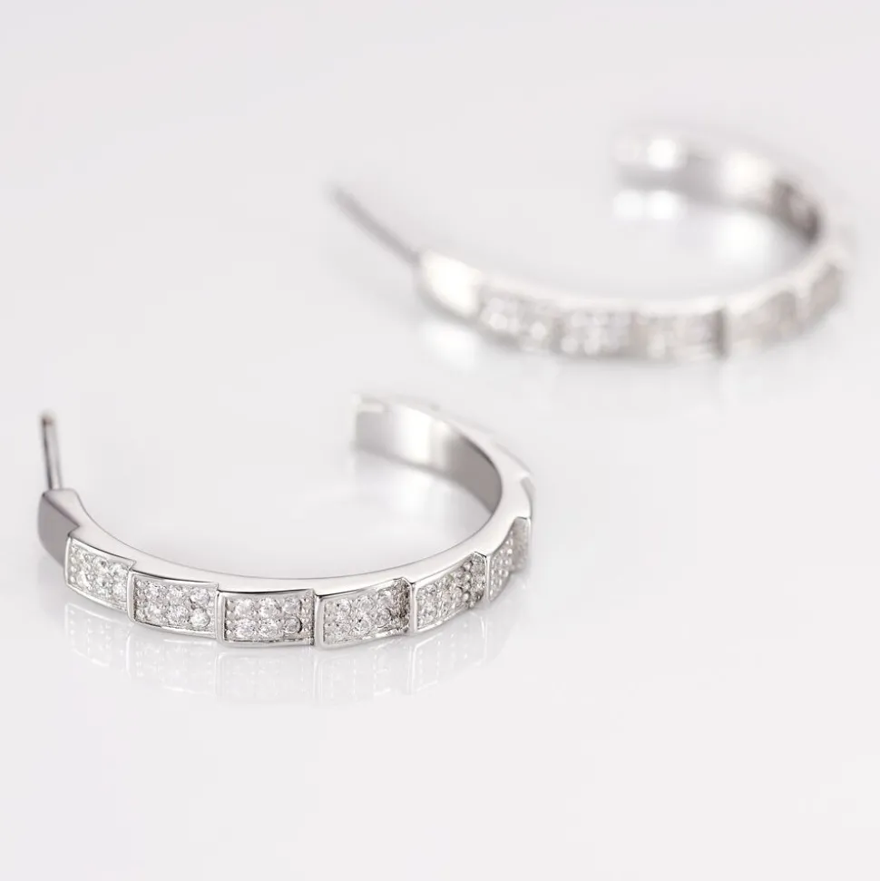 Créoles Nevada Rondes Argent Blanc Oxyde De Zirconium