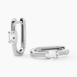 Créoles Oddone Argent Blanc Oxyde De Zirconium