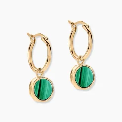 Créoles Plaqué Or Neassa Malachite|Marc Orian Outlet