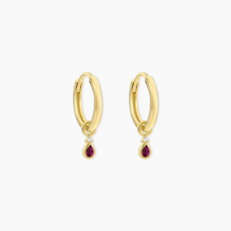 Créoles Poem Argent Jaune Rhodolite Oxyde De Zirconium