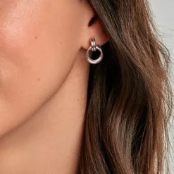Créoles Poly Argent Blanc