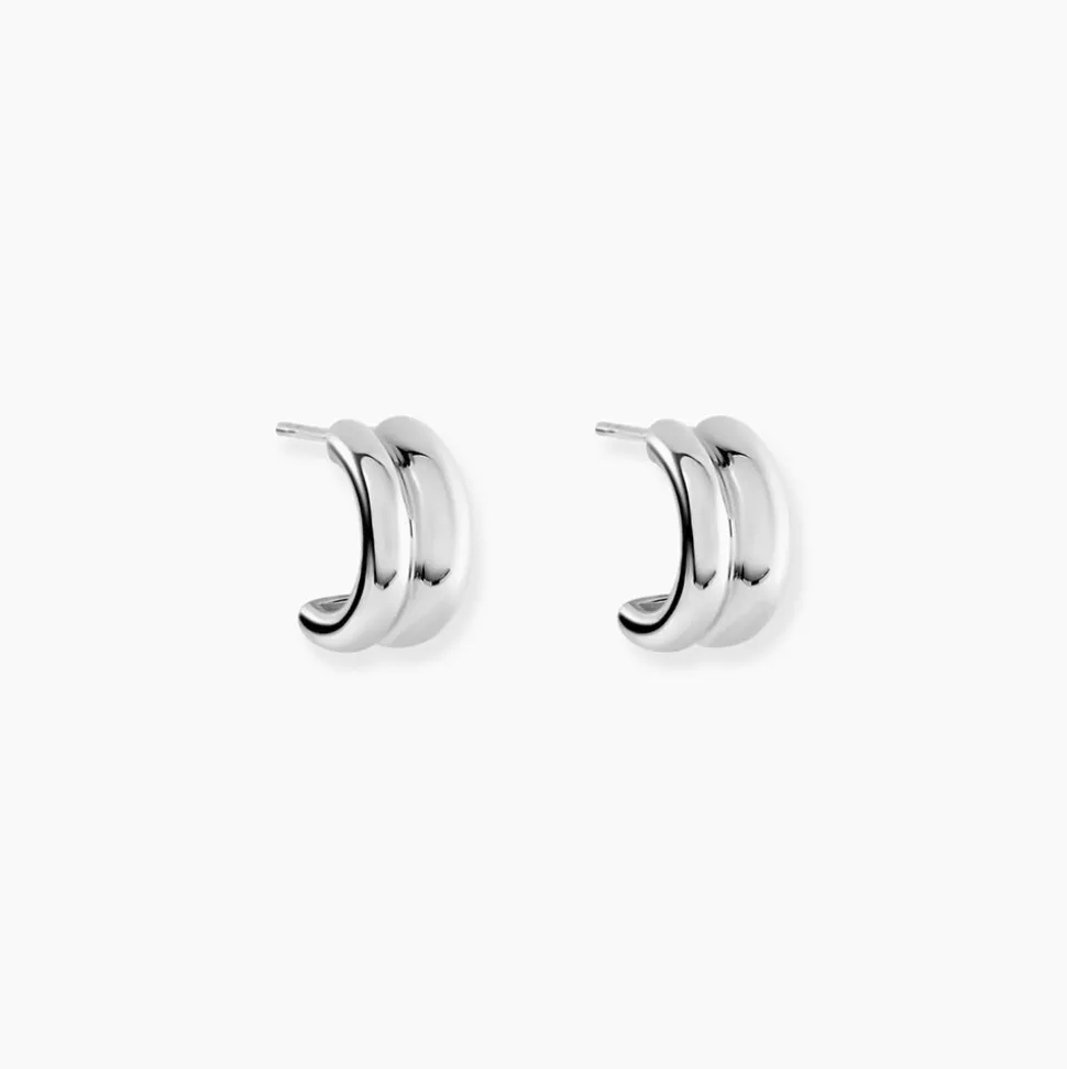 Créoles Poly Argent Blanc