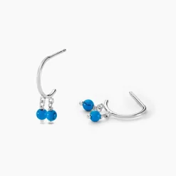 Créoles Riona Argent Blanc Turquoise