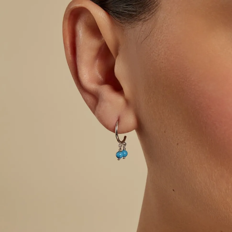 Créoles Riona Argent Blanc Turquoise
