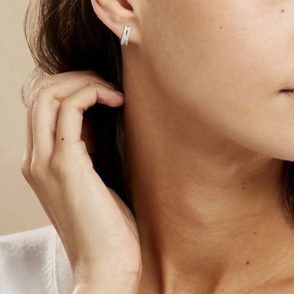 Créoles Sophie Rondes Argent Blanc Oxyde De Zirconium
