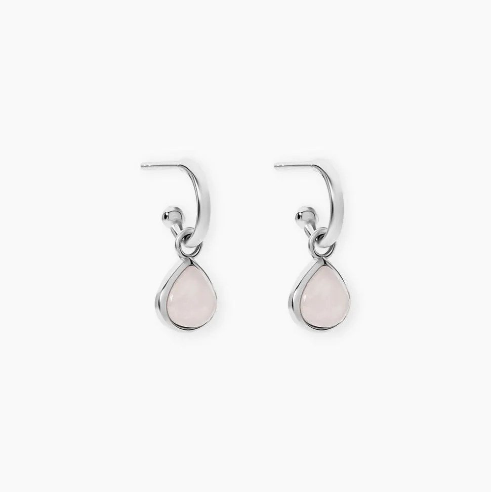 Créoles Tao Argent Blanc Quartz