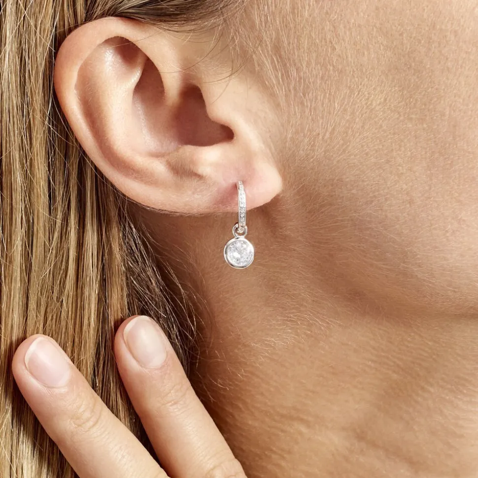 Créole Unitaire Ancelin Rondes Argent Blanc Oxyde De Zirconium