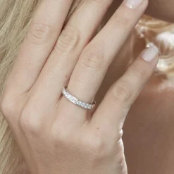 Demi-alliance Or Blanc Valentine Diamants Synthetique|Marc Orian