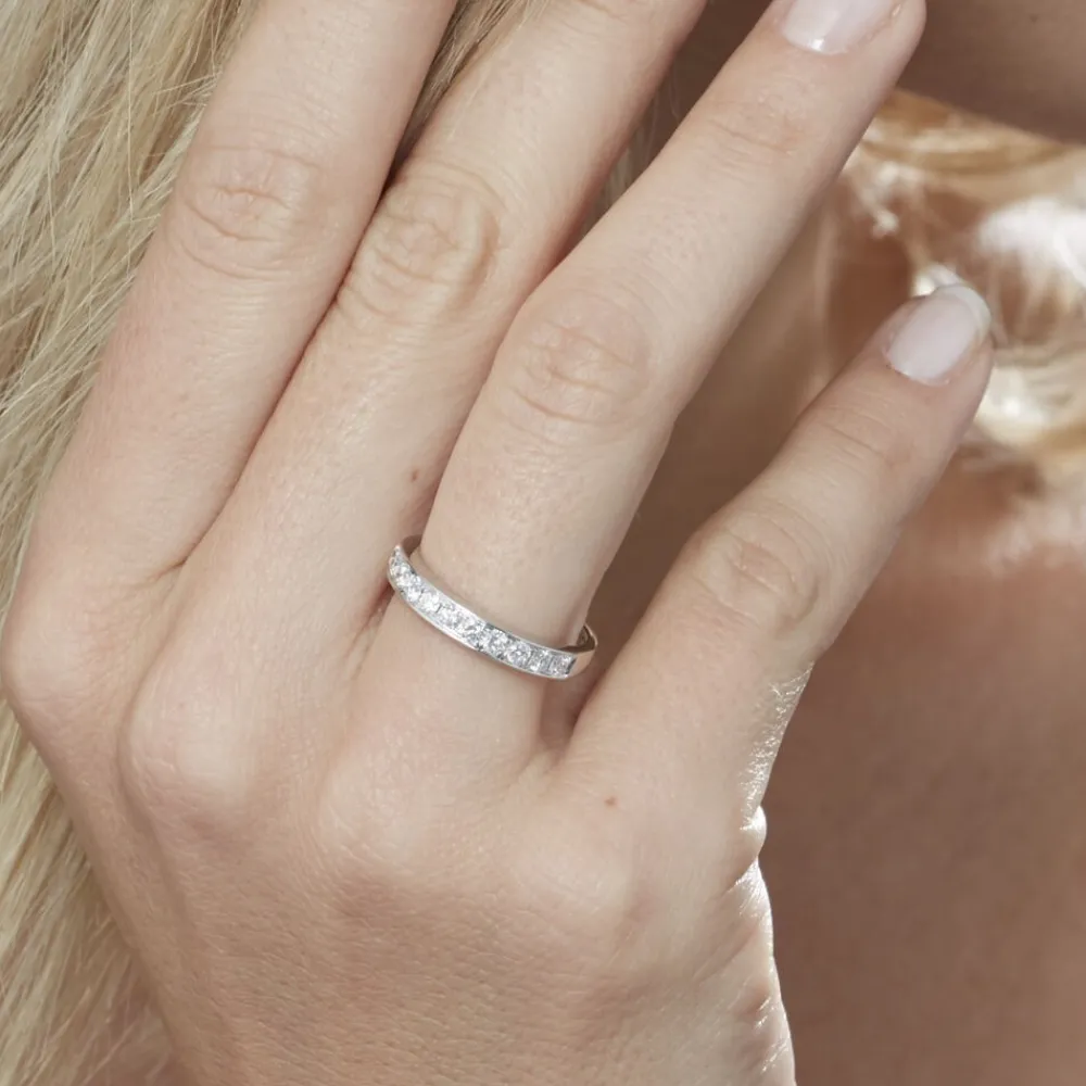 Demi-alliance Or Blanc Valentine Diamants Synthetique|Marc Orian