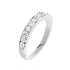 Demi-alliance Or Blanc Valentine Diamants Synthetique|Marc Orian