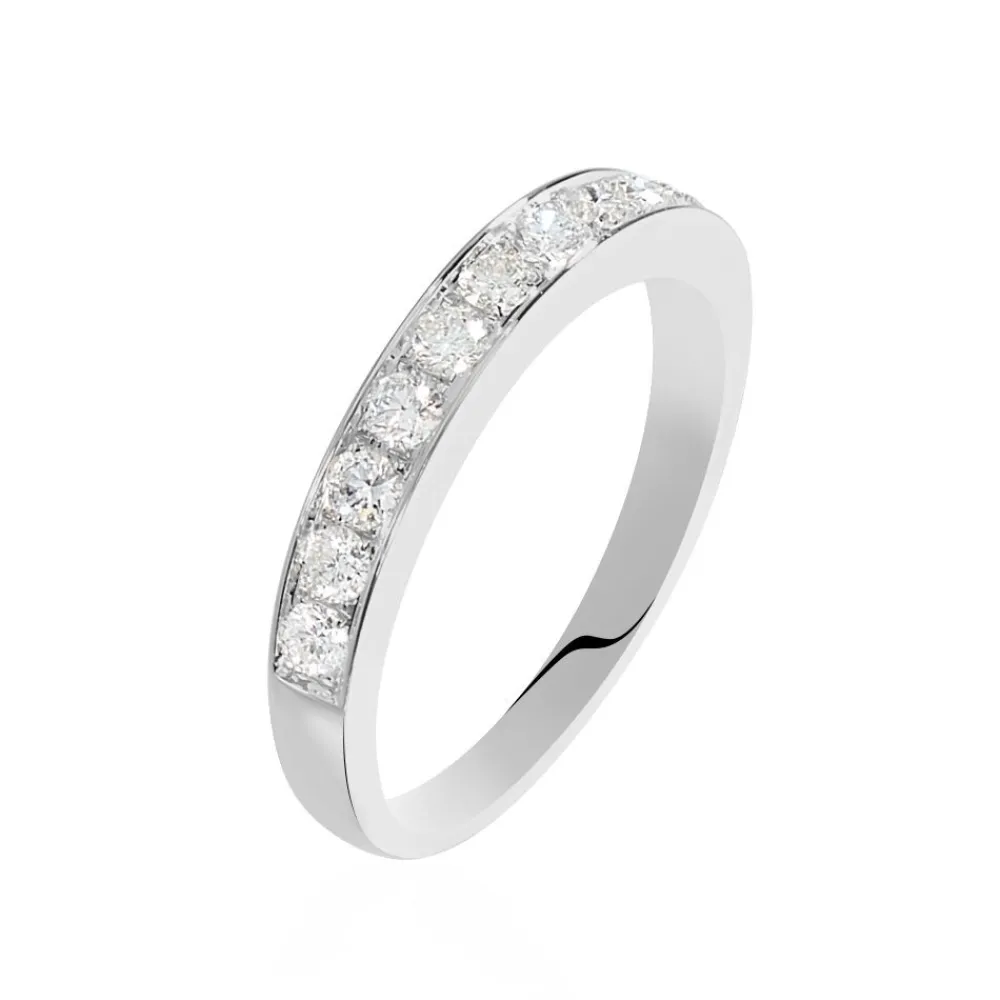 Demi-alliance Or Blanc Valentine Diamants Synthetique|Marc Orian