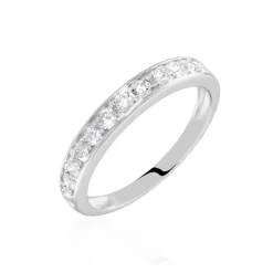Demi-alliance Or Blanc Valentine Diamant Synthetique
