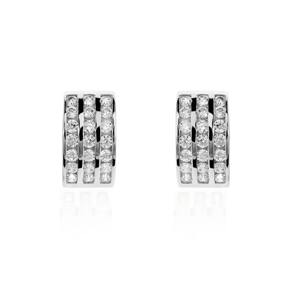 Demi Créoles Or Blanc Jacobea Oxyde De Zirconium|Marc Orian Outlet