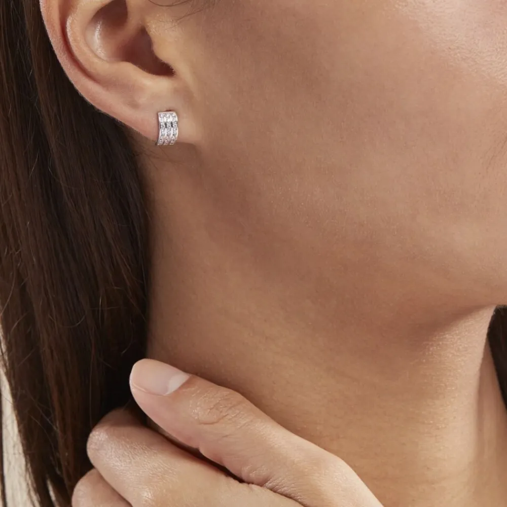 Demi Créoles Or Blanc Jacobea Oxyde De Zirconium|Marc Orian Outlet