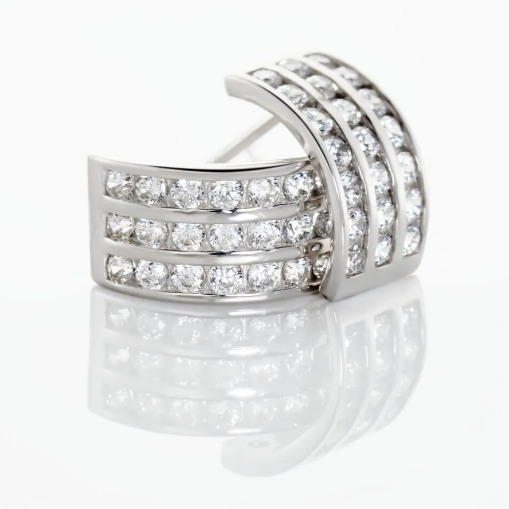 Demi Créoles Or Blanc Jacobea Oxyde De Zirconium|Marc Orian Outlet