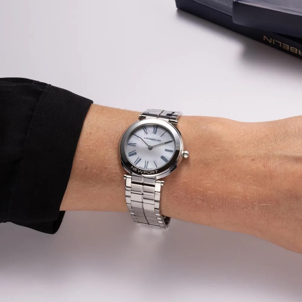 Montre Newport Slim Nacre Blanche|HERBELIN Online