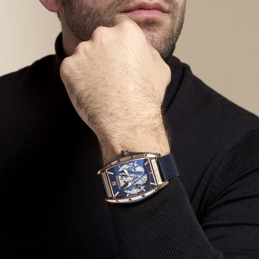 Montre Tonneau Automatique Bleu|MONTIGNAC