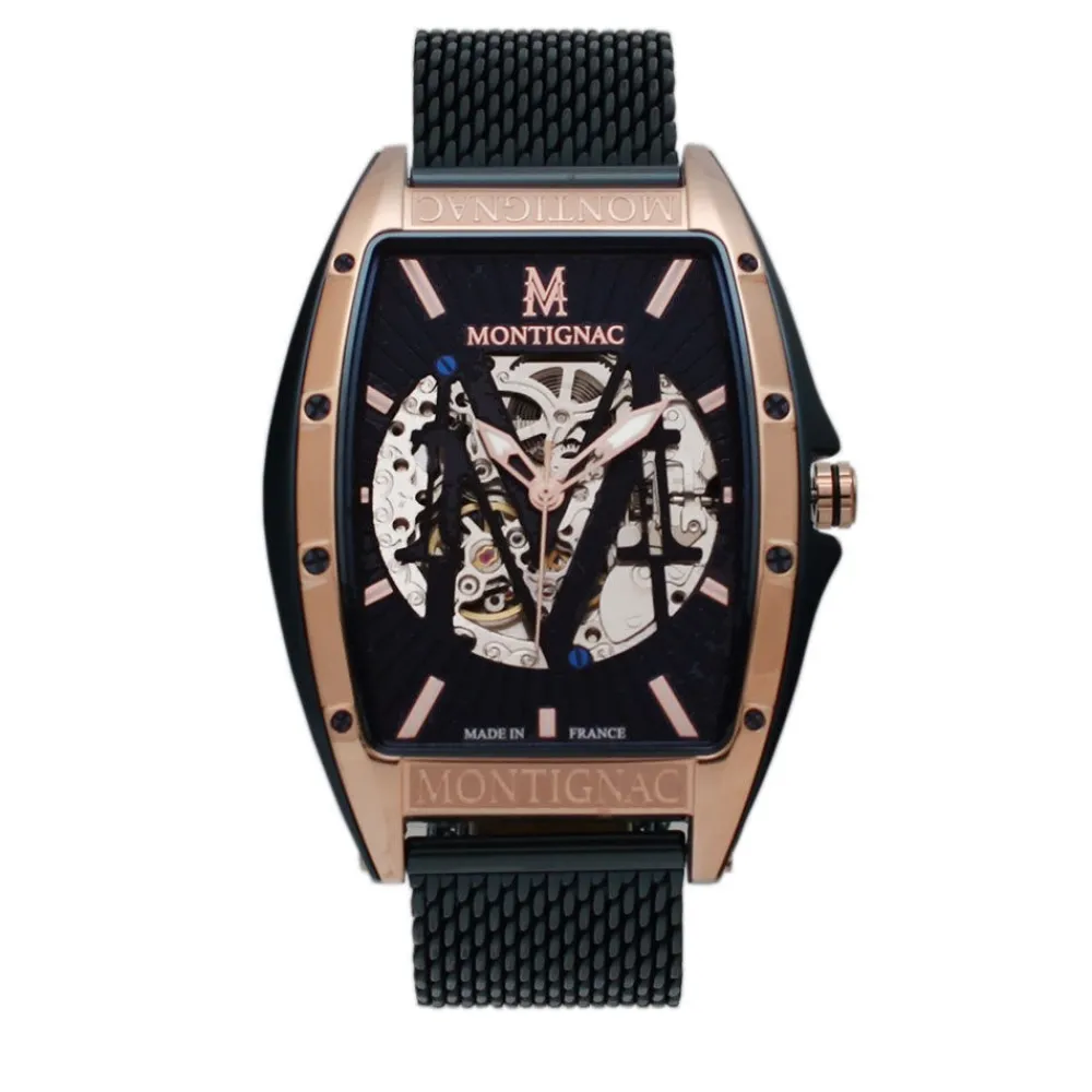 Montre Tonneau Automatique Bleu|MONTIGNAC