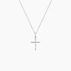 Pendentif Ageda Croix Or Blanc Oxyde De Zirconium