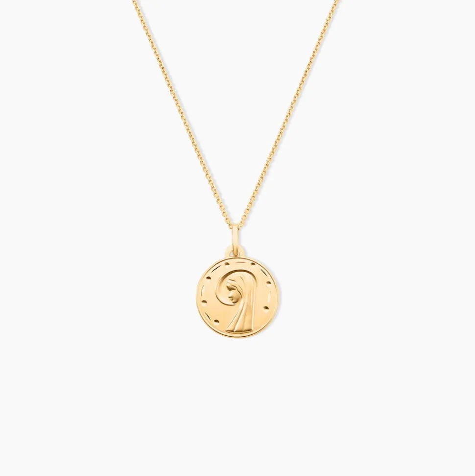 Pendentif Amber Vierge Rond Diamante Or Jaune