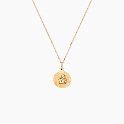 Pendentif Ange Rond Cisele Or Jaune