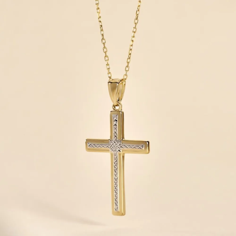 Pendentif Benny Croix Ciselee Or Bicolore|Marc Orian Outlet