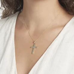 Pendentif Benny Croix Ciselee Or Bicolore|Marc Orian Outlet