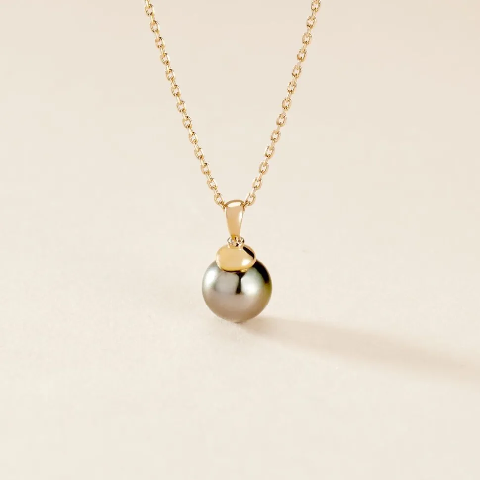 Pendentif Cerclee Or Jaune Perle De Culture De Tahiti
