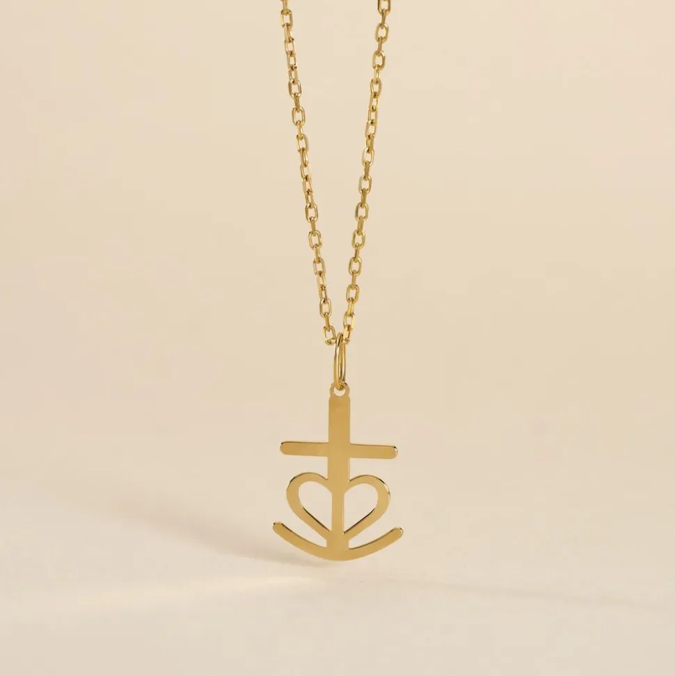 Pendentif Cobeia Croix De Camargue Or Jaune