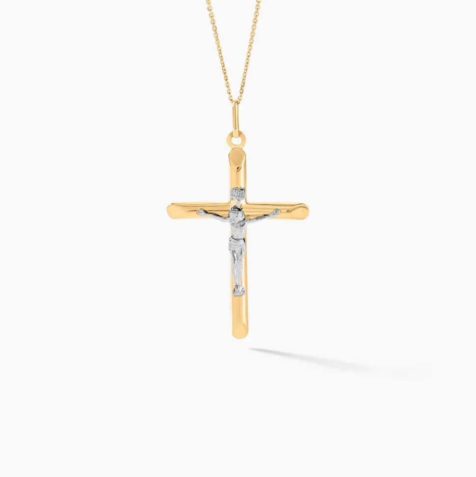 Pendentif Damian Croix Or Bicolore