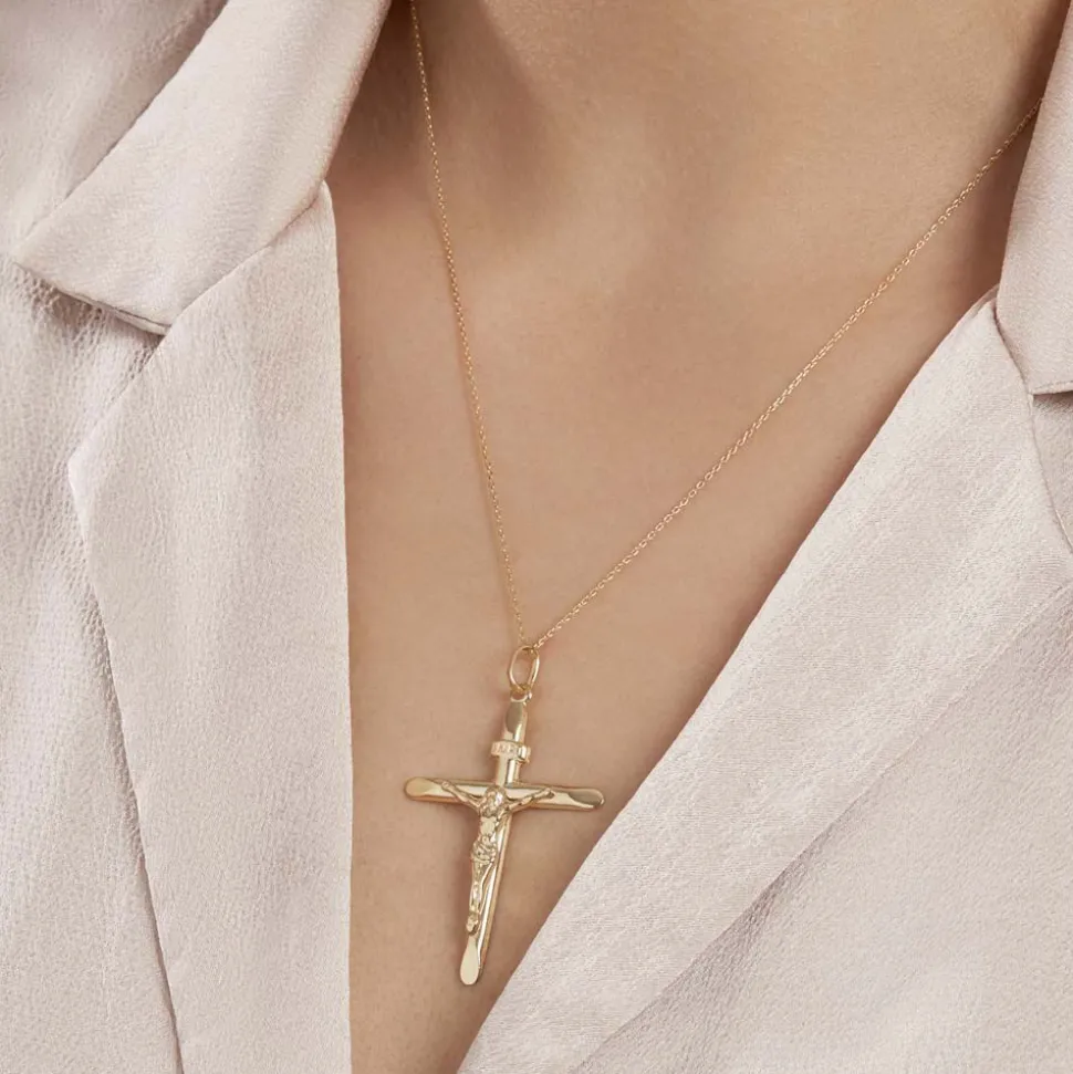 Pendentif Damian Croix Or Bicolore