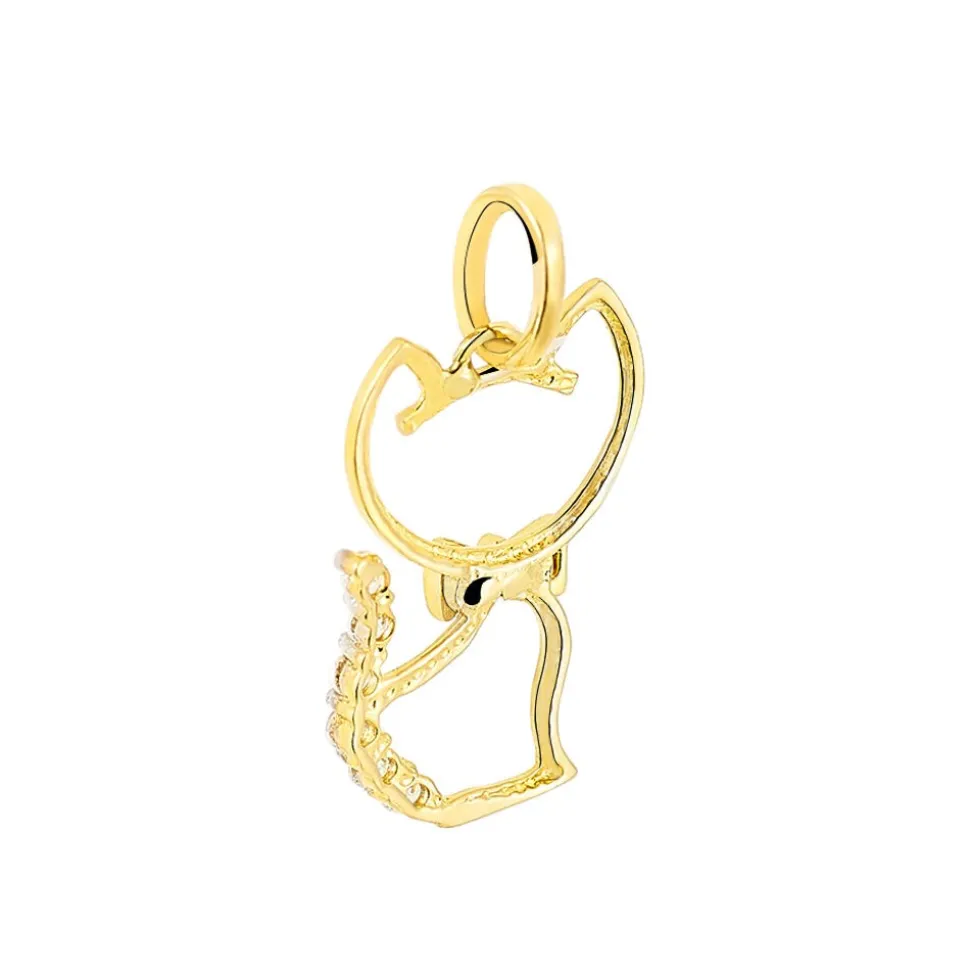 Pendentif Egee Chat Or Jaune Oxyde De Zirconium