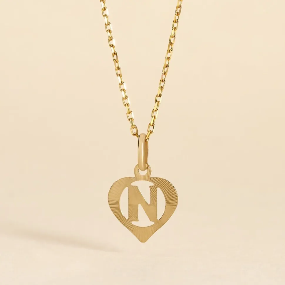 Pendentif Eudocie Coeur Lettre Or Jaune