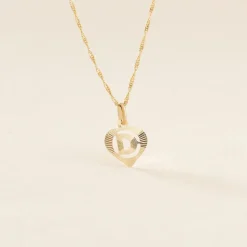 Pendentif Eudocie Coeur Lettre Or Jaune