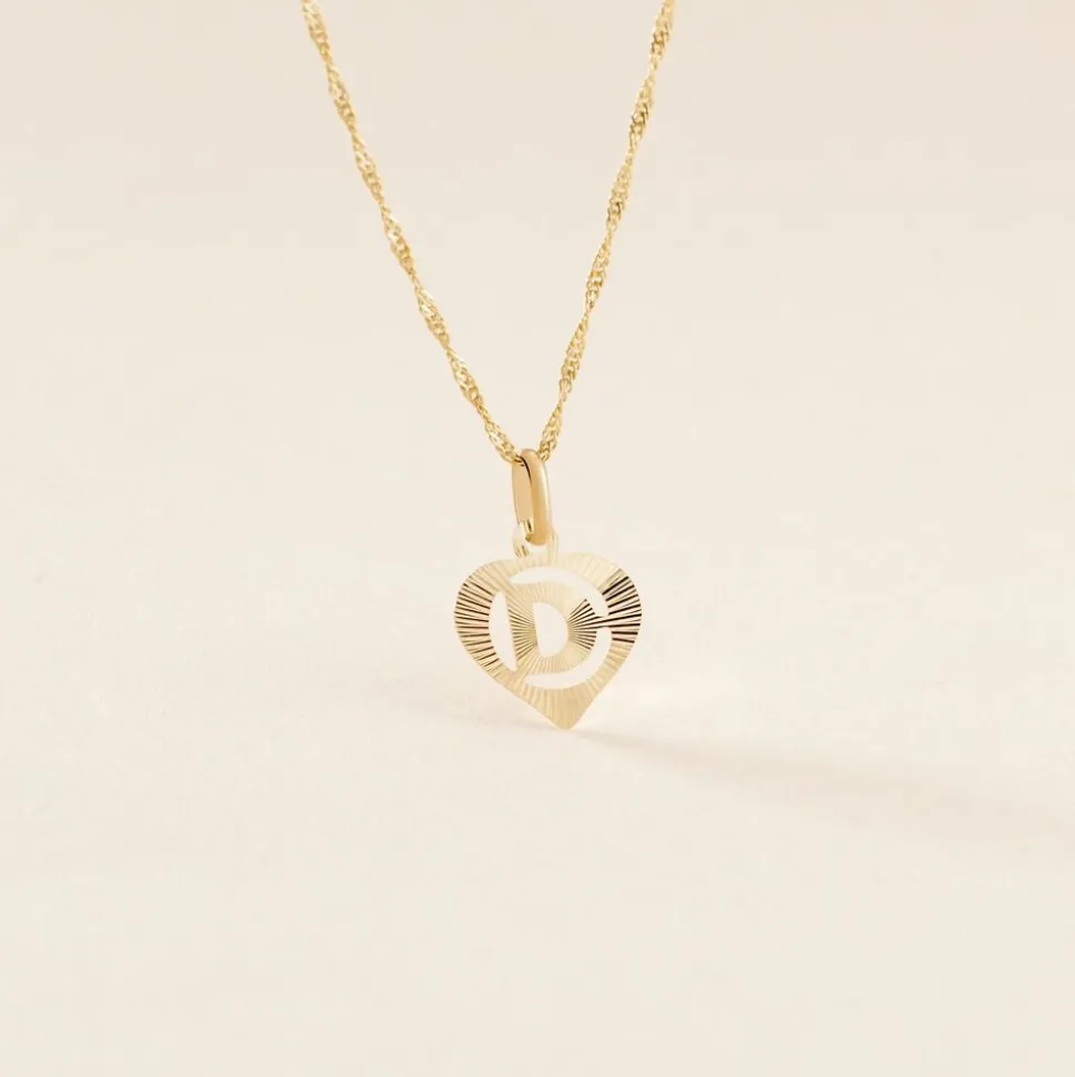 Pendentif Eudocie Coeur Lettre Or Jaune