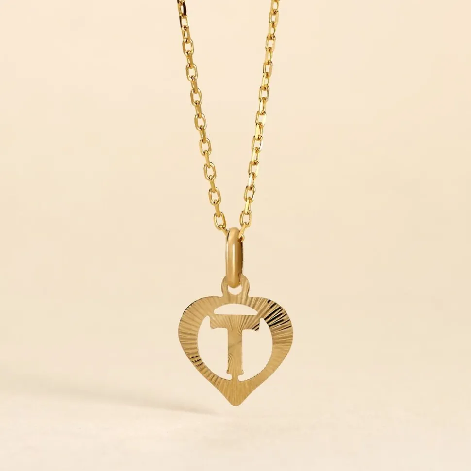 Pendentif Eudocie Coeur Lettre Or Jaune