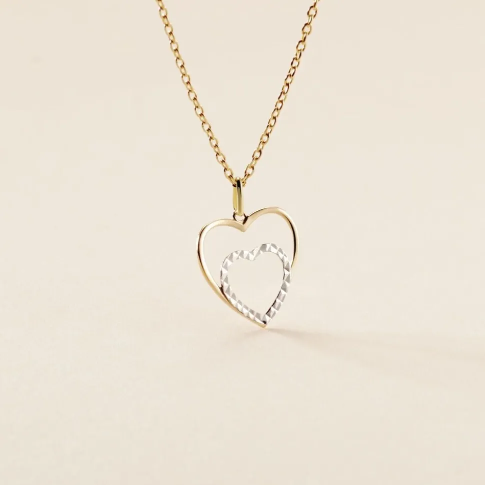 Pendentif Eudocie Double Coeurs Or Bicolore