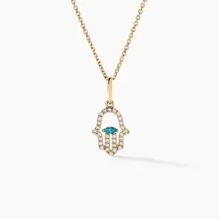 Pendentif Fatima Or Jaune Oxyde De Zirconium