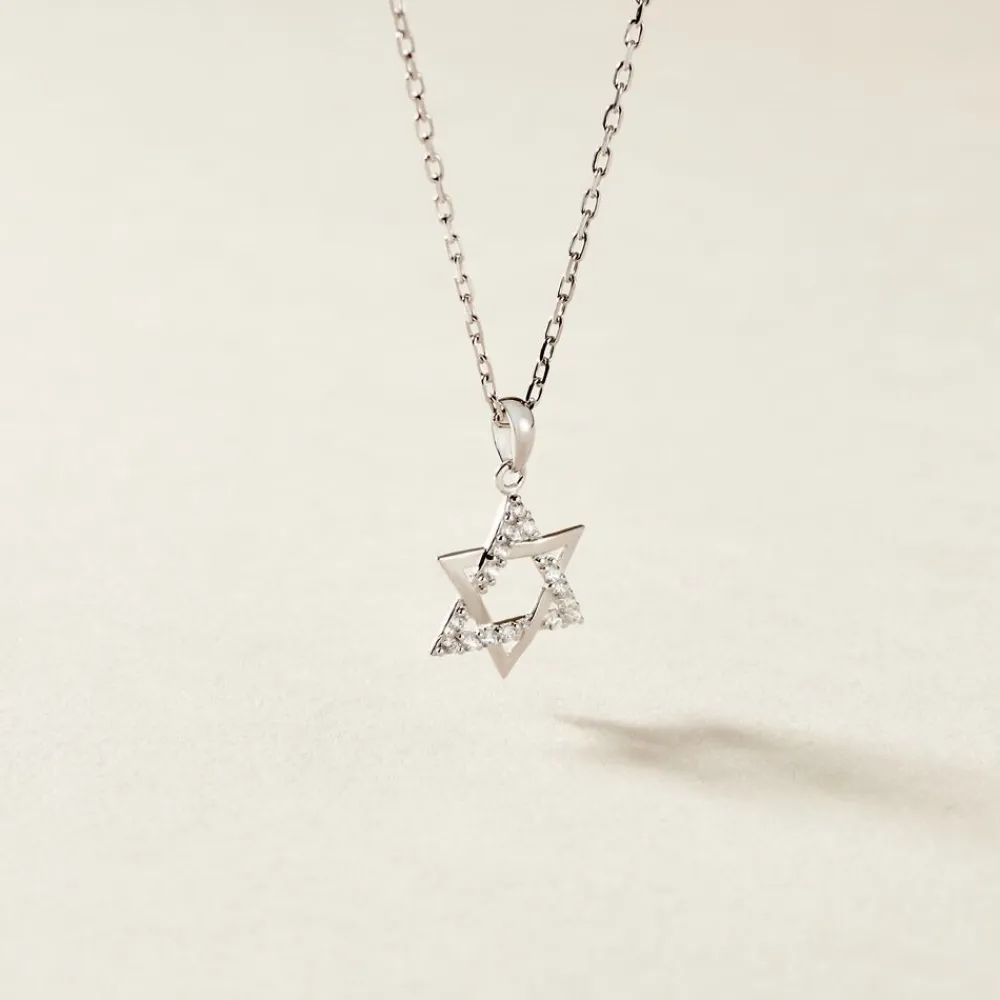 Pendentif Faye Or Blanc Oxyde De Zirconium|Marc Orian Discount