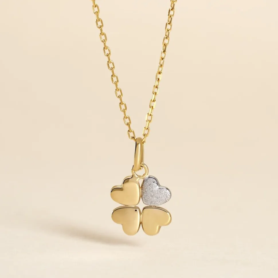 Pendentif Gert Coeur Trefle Or Jaune