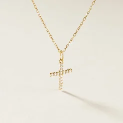 Pendentif Glacen Croix Or Jaune Oxyde De Zirconium