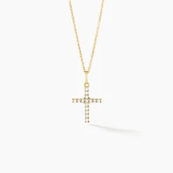 Pendentif Glacen Croix Or Jaune Oxyde De Zirconium