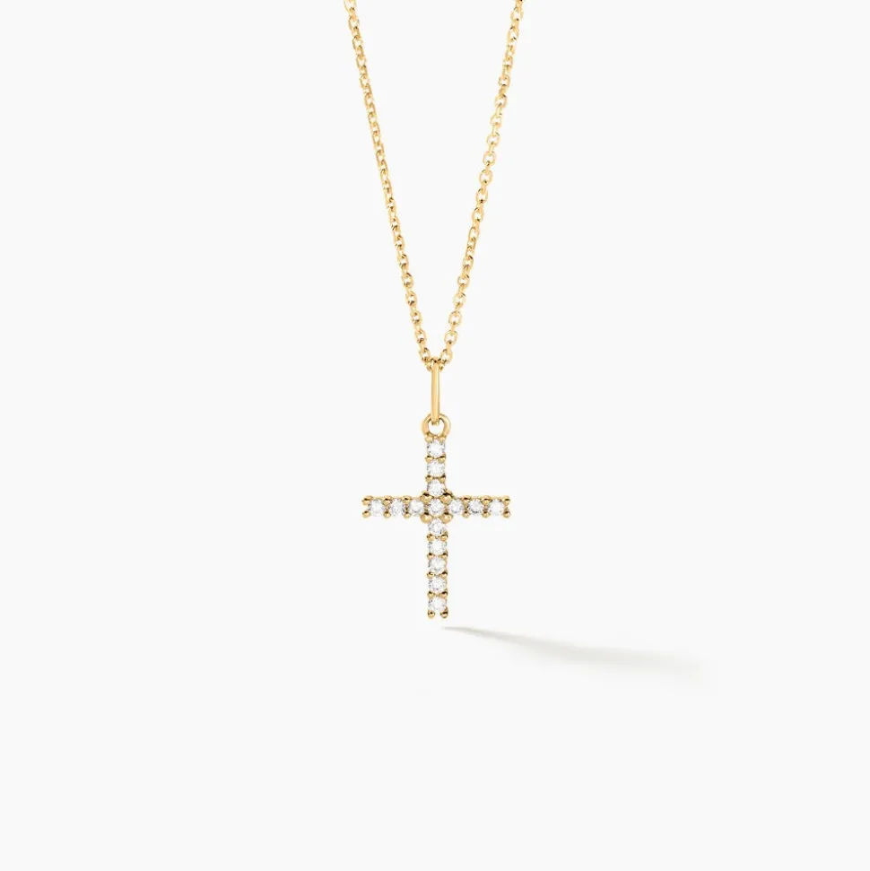 Pendentif Glacen Croix Or Jaune Oxyde De Zirconium