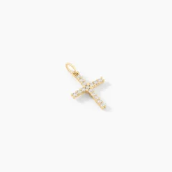 Pendentif Glacen Croix Or Jaune Oxyde De Zirconium