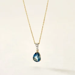 Pendentif Gorgel Or Jaune Topaze Oxyde De Zirconium